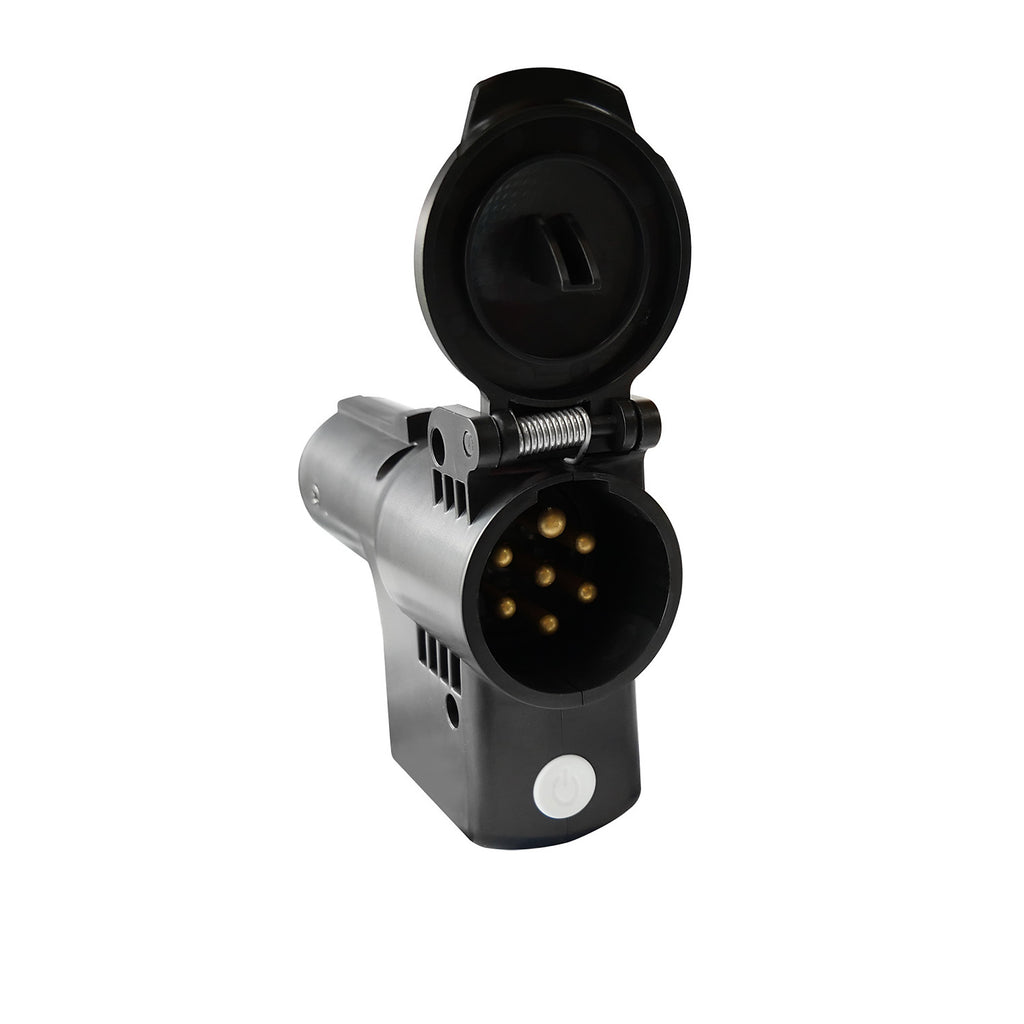 HENDO T7PS Wireless Trailer Light Transmitter – 7-Pin Round Plug Adapter for Wireless Trailer Light Kits, Plug-and-Play Tow Signal Transmitter