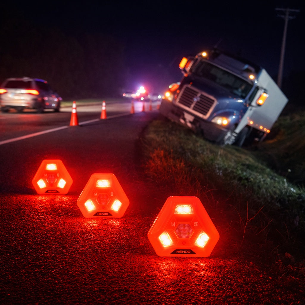 Emergency Roadside Traffic Director Beacons – High-Visibility RED LED Strobe Light 3 Pack
